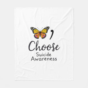 Choose life suicide Awareness Colourful Dragonfly  Fleece Blanket