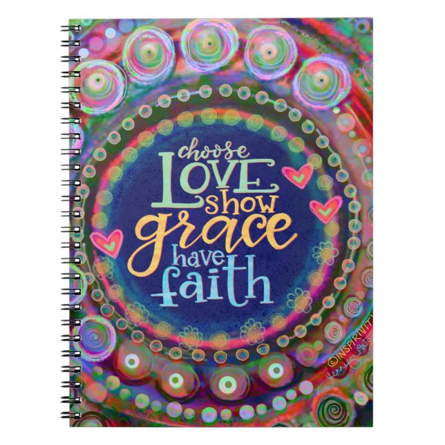 Choose Love Inspirational Colourful Trendy Fun Notebook (Front)