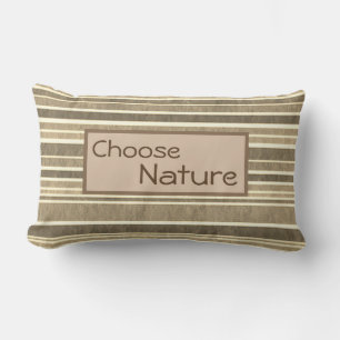 "Choose Nature" Minimalist Natural Earth Tone Lumbar Cushion