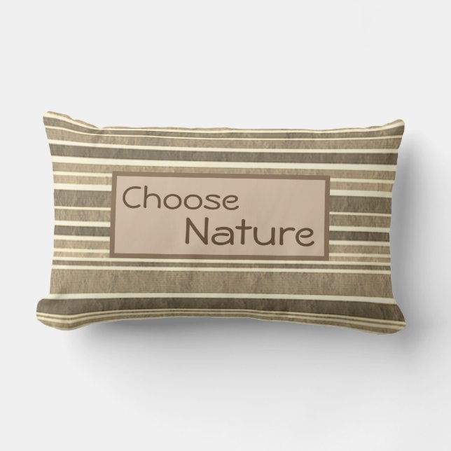 "Choose Nature" Minimalist Natural Earth Tone Lumbar Cushion (Front)