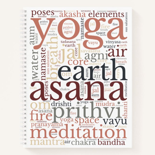 CHOOSE PAPER STYLE | Yoga Word Art Spiral Notebook (Front)