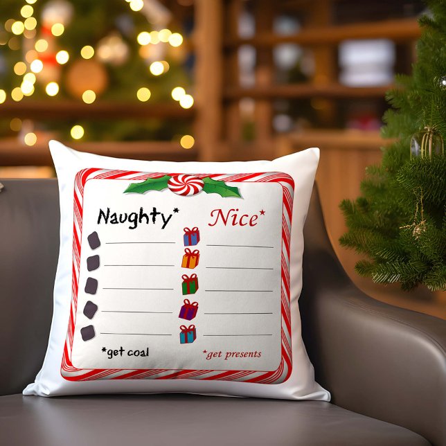 Choose Sides, Naughty or Nice? Cushion (Choose Sides, Naughty or Nice? Which side are you on?  The Naughty get COAL. The Nice get PRESENTS! )