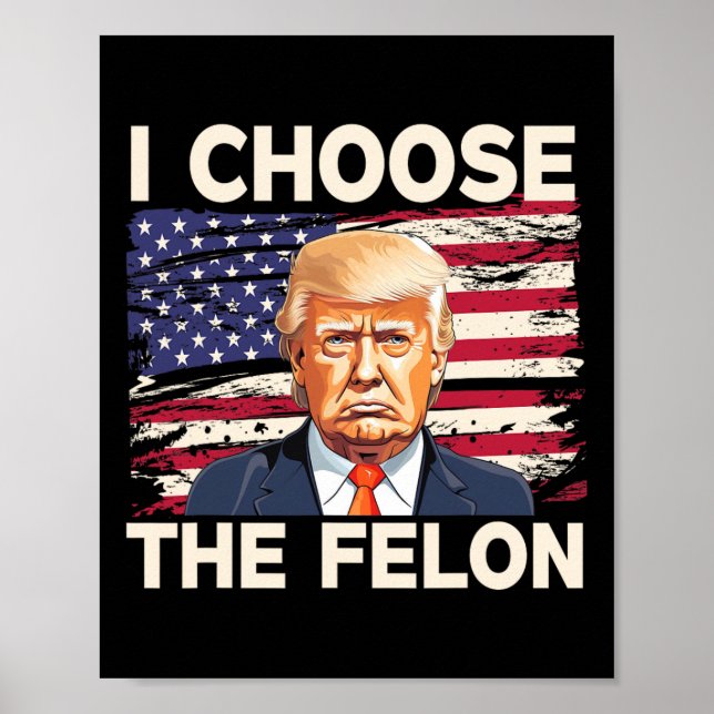 Choose The Felon Funny Pro Trump 2024 American Fla Poster (Front)