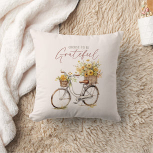 Choose to Be Grateful – Bicycle & Rustic Fall Cushion