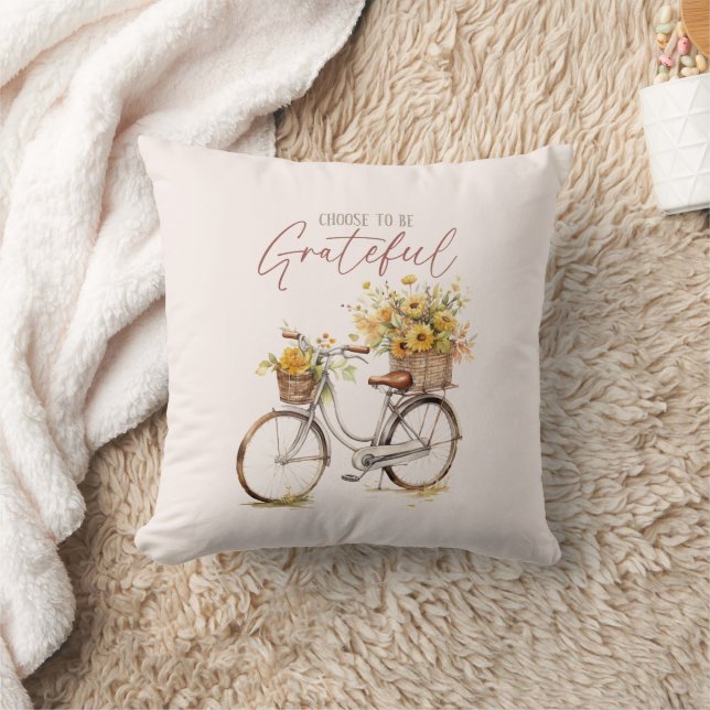Choose to Be Grateful – Bicycle & Rustic Fall Cushion (Blanket)