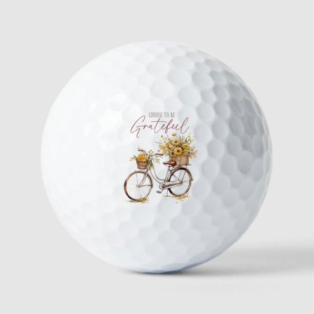 Choose to Be Grateful – Bicycle & Rustic Fall Golf Balls (Front)