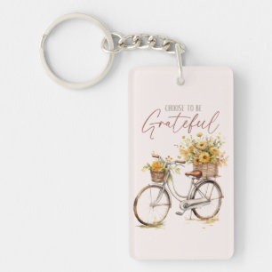 Choose to Be Grateful – Bicycle & Rustic Fall Key Ring
