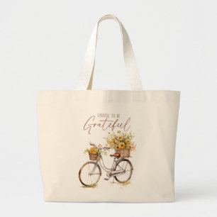 Choose to Be Grateful – Bicycle & Rustic Fall Large Tote Bag