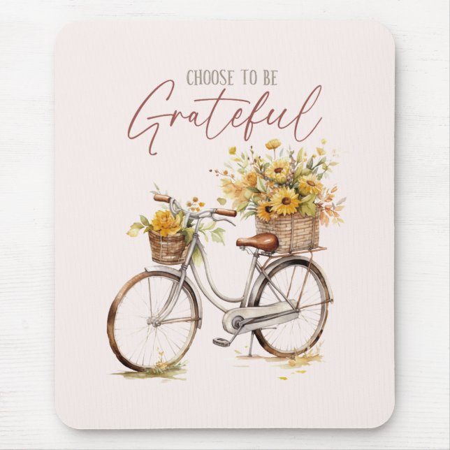 Choose to Be Grateful – Bicycle & Rustic Fall Mouse Pad (Front)