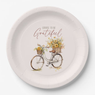 Choose to Be Grateful – Bicycle & Rustic Fall Paper Plate