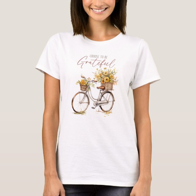 Choose to Be Grateful – Bicycle & Rustic Fall T-Shirt (Front)