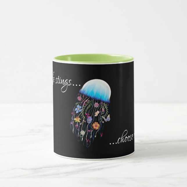 Choose to bloom encouragement floral jellyfish  mug (Center)