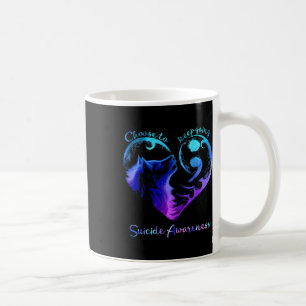 Choose To Keep Going Heart Wolf Suicide Awareness Coffee Mug