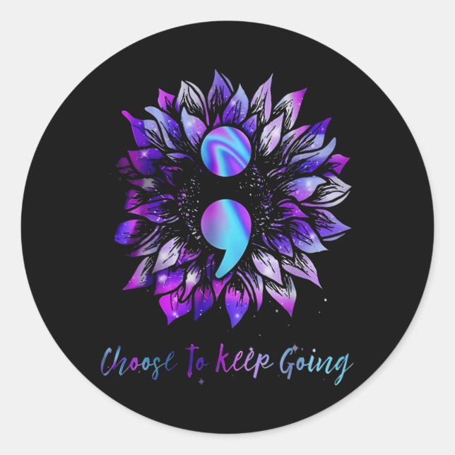 Choose To Keep Going Prevention Awareness Classic Round Sticker (Front)