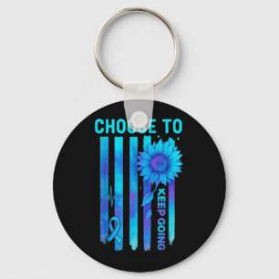 Choose To Keep Going Us Flag Awareness Quote Key Ring