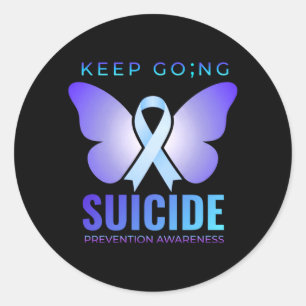 Choose To Keep On Going Butterfly Women Prevention Classic Round Sticker