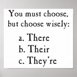 Choose Wisely There Their They're Grammar Poster
