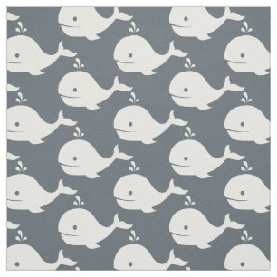 Choose your background colour cute Whale fabric