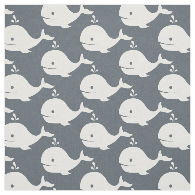 Choose your background colour cute Whale fabric (Swatch)