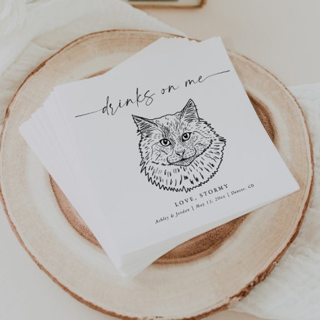 CHOOSE YOUR CAT Modern Pet Wedding  Napkin (Creator Uploaded)