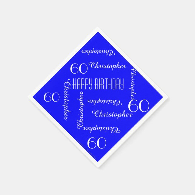 CHOOSE YOUR COLOR 60th Birthday Party Repeat Names Napkin (Corner)