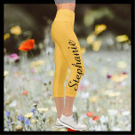 CHOOSE YOUR COLOR custom yoga capri leggings<br><div class="desc">CHOOSE YOUR COLOR custom yoga capri leggings! Printed edge to edge, with your name in large black script up one leg! Sample is yellow, but you can easily customise to colour of your choice. Also easy to change or delete example text. All Rights Reserved © 2020 Alan & Marcia Socolik....</div>