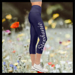 CHOOSE YOUR COLOR custom yoga capri leggings<br><div class="desc">CHOOSE YOUR COLOR custom yoga capri leggings! Printed edge to edge, with your name in large white script up one leg! Sample is midnight blue, but you can easily customise to colour of your choice. Also easy to change or delete example text. All Rights Reserved © 2020 Alan & Marcia...</div>