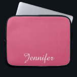 CHOOSE YOUR COLOR Laptop Computer Sleeve Pink<br><div class="desc">Click "Customise" to CHOOSE YOUR OWN BACKGROUND COLOR to decorate this personalised laptop computer sleeve. Default is pink. It is personalised with white script lettering. You can easily change the text and background colour. What a wonderful way to protect your laptop. All Rights Reserved © 2014 Alan & Marcia Socolik....</div>