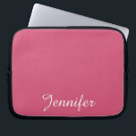 CHOOSE YOUR COLOR Laptop Computer Sleeve Pink<br><div class="desc">Click "Customise" to CHOOSE YOUR OWN BACKGROUND COLOR to decorate this personalised laptop computer sleeve. Default is pink. It is personalised with white script lettering. You can easily change the text and background colour. What a wonderful way to protect your laptop. All Rights Reserved © 2014 Alan & Marcia Socolik....</div>