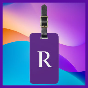 CHOOSE YOUR COLOR or Aubergine Purple Monogram Bag Luggage Tag