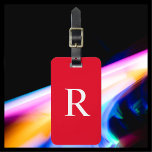 CHOOSE YOUR COLOR or Cherry Red Monogram Bag  Luggage Tag<br><div class="desc">CHOOSE YOUR COLOR Monogram Minimalist Luggage Bag Tag - You be the designer!!! This modern Luggage Tag in a classic font is your colour with white monogram and white text. Default background is christmas cherry red. Simple, elegant, and chic! Easy to personalise, or delete example text. All Rights Reserved ©...</div>