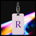 CHOOSE YOUR COLOR or Pale Pink Monogram Bag  Luggage Tag<br><div class="desc">CHOOSE YOUR COLOR Monogram Minimalist Luggage Bag Tag - You be the designer!!! This modern Luggage Tag in a classic font is your colour with purple monogram and purple text. Default background is pale pink. Simple, elegant, and chic! Easy to personalise, or delete example text. All Rights Reserved © 2024...</div>