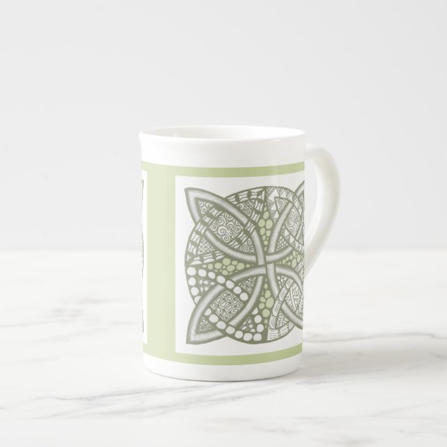 Choose Your Colour Celtic Knot Decorative Pattern Bone China Mug (Front Right)