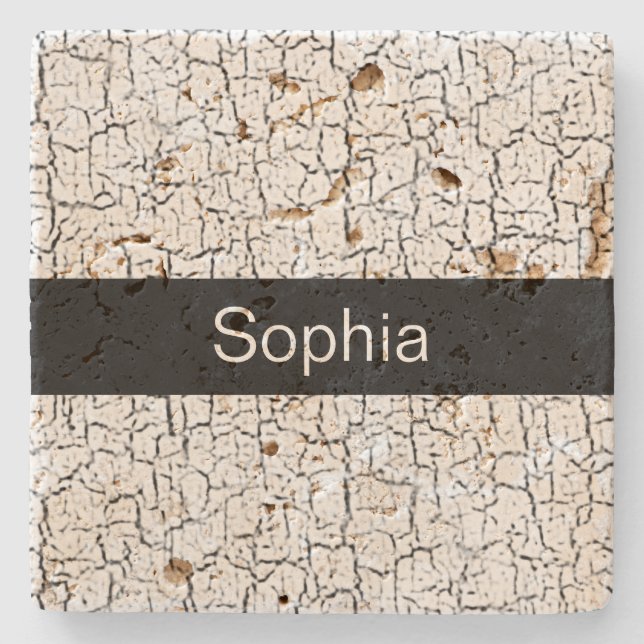 Choose Your Colour Crackle Paint Customisable Stone Coaster (Front)