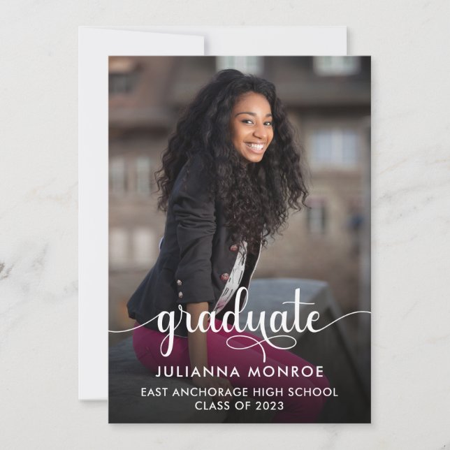 Choose Your Colour Graduate Script Graduation Announcement (Front)