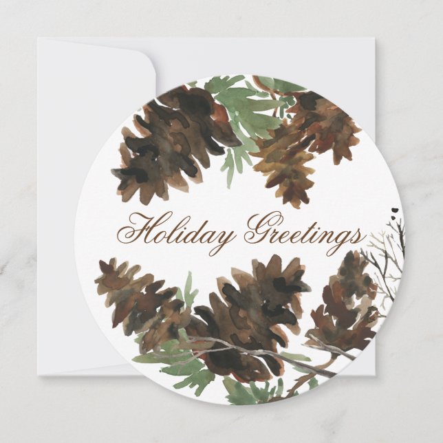 Choose Your Colour Pine Cones Christmas Card (Front)