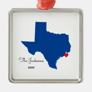 Choose Your Colour Texas Map Shape Metal Ornament