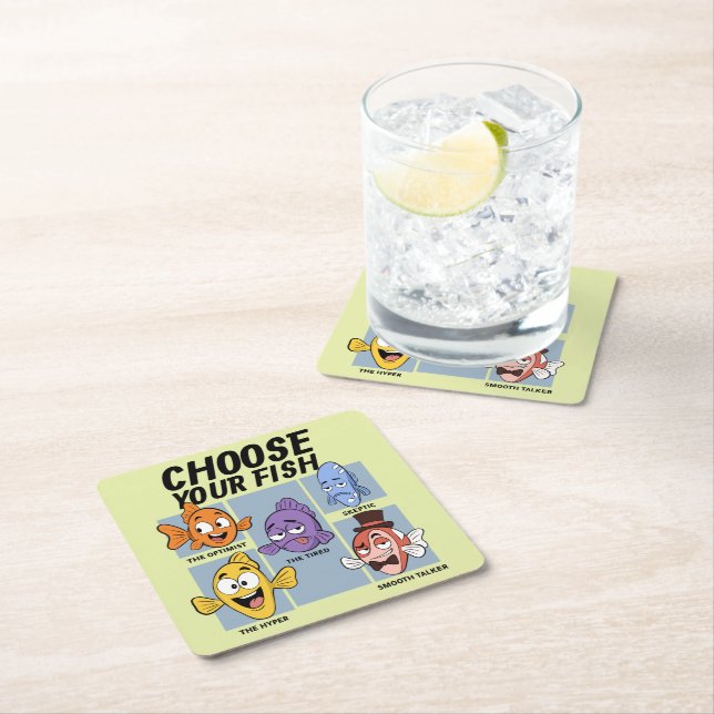 Choose Your Fish Funny Fish Square Paper Coaster (Insitu)