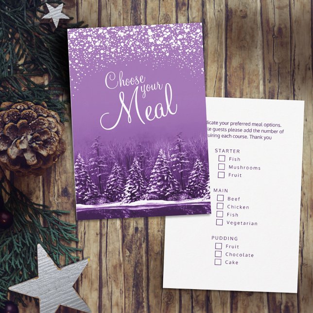 Choose your meal Christmas snow lake pine trees Enclosure Card (Creator Uploaded)