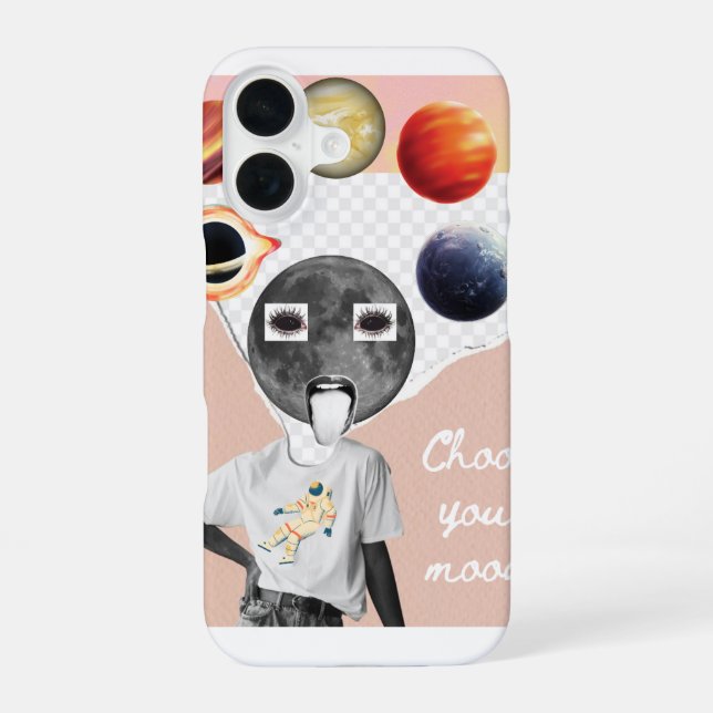 Choose Your Mood Galaxy Astronaut Space Poster iPhone 16 Case (Back)
