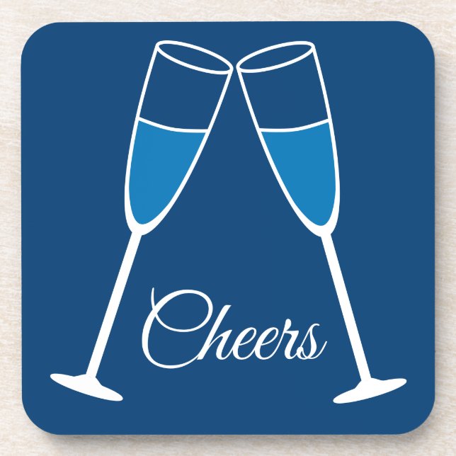 Choose Your Own Colour - Fun Champagne Glass Cheer Coaster (Front)