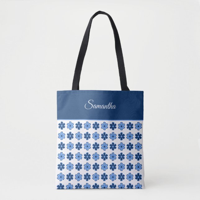 Choose Your Own Colour Fun Stylish Flowers Pattern Tote Bag (Front)