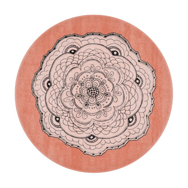 Choose Your Own Colour Lace Doily Flower Cutting Board (Front)