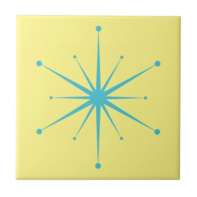 Choose Your Own Colours Retro Atomic Starburst Ceramic Tile (Front)