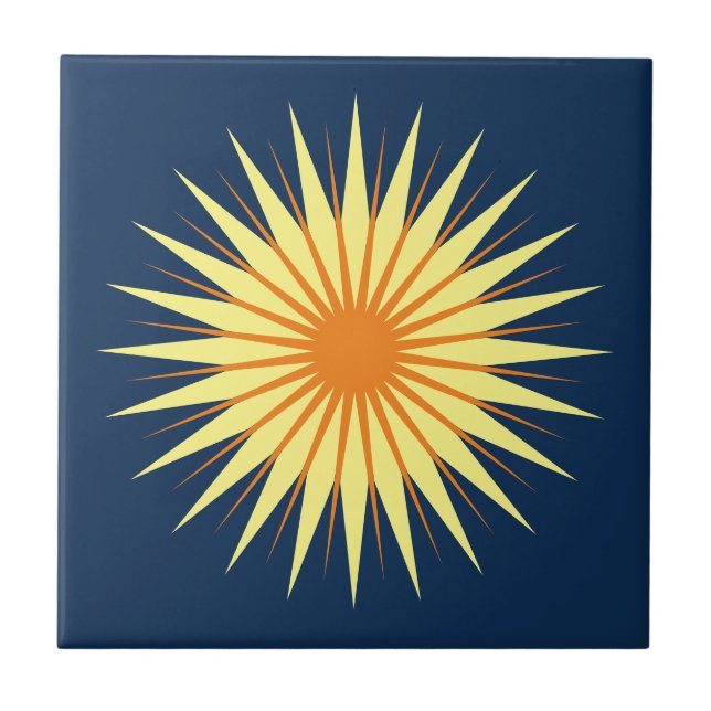 Choose Your Own Colours - Retro Starburst Flower Ceramic Tile (Front)