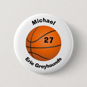 Choose your Team Colour Personalised Basketball 6 Cm Round Badge