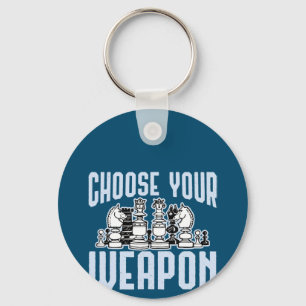 Choose Your Weapon Chess Pieces Gift Key Ring