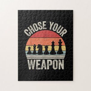 Choose Your Weapon Funny Chess Pieces Jigsaw Puzzle