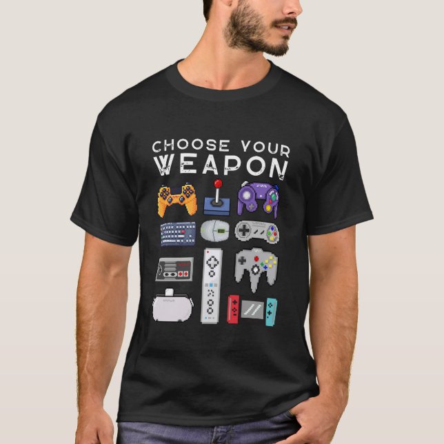 Choose your weapon Pixel art gamepads retro T-Shirt (Front)