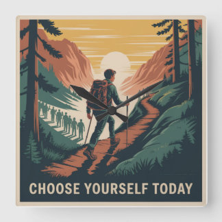 Choose Yourself Today Square Wall Clock